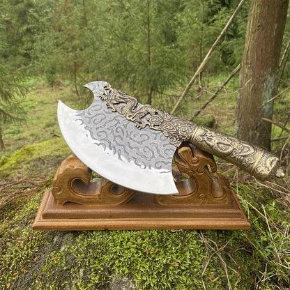 Hand-Forged Brass Dragon Handle Kitchen Knife