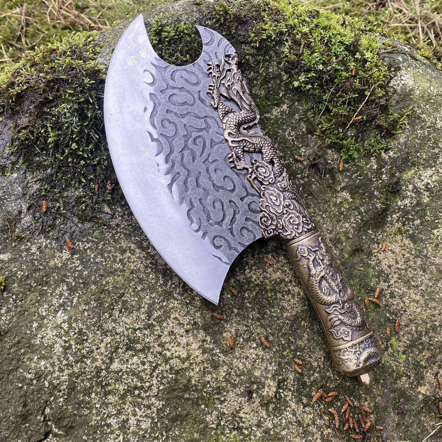 Hand-Forged Brass Dragon Handle Kitchen Knife