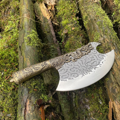 Hand-Forged Brass Dragon Handle Kitchen Knife