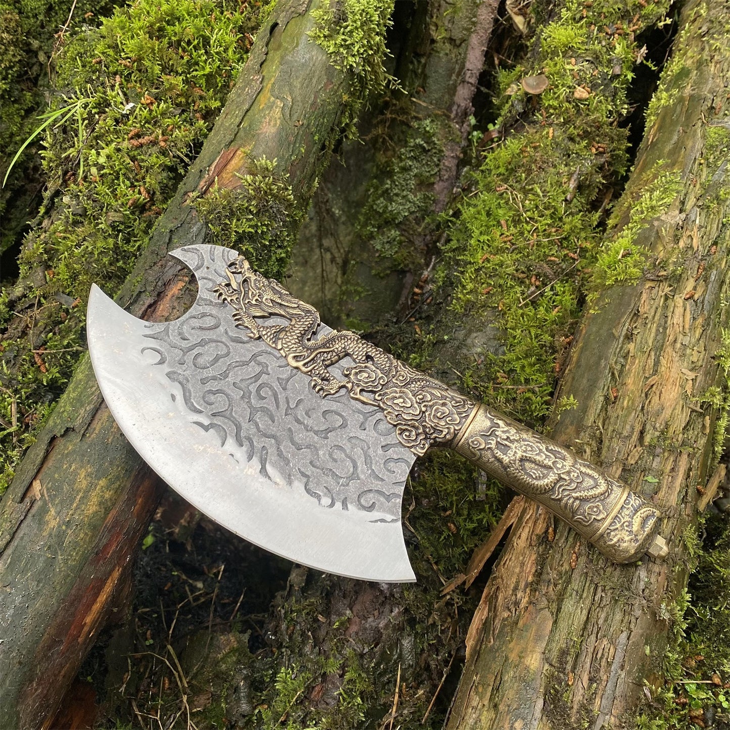 Hand-Forged Brass Dragon Handle Kitchen Knife