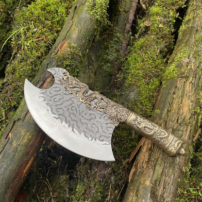 Hand-Forged Brass Dragon Handle Kitchen Knife
