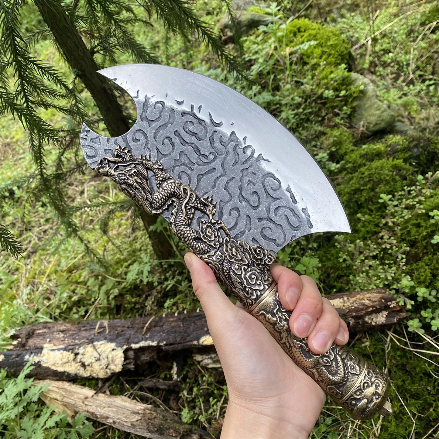 Hand-Forged Brass Dragon Handle Kitchen Knife