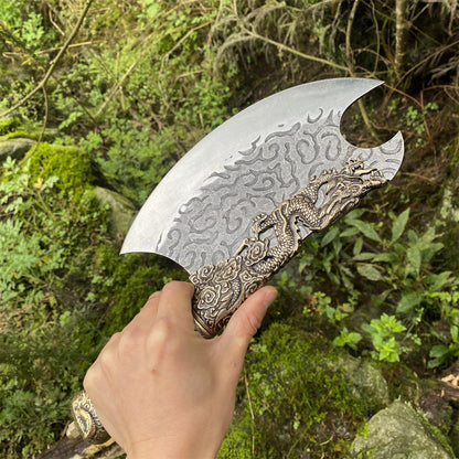 Hand-Forged Brass Dragon Handle Kitchen Knife