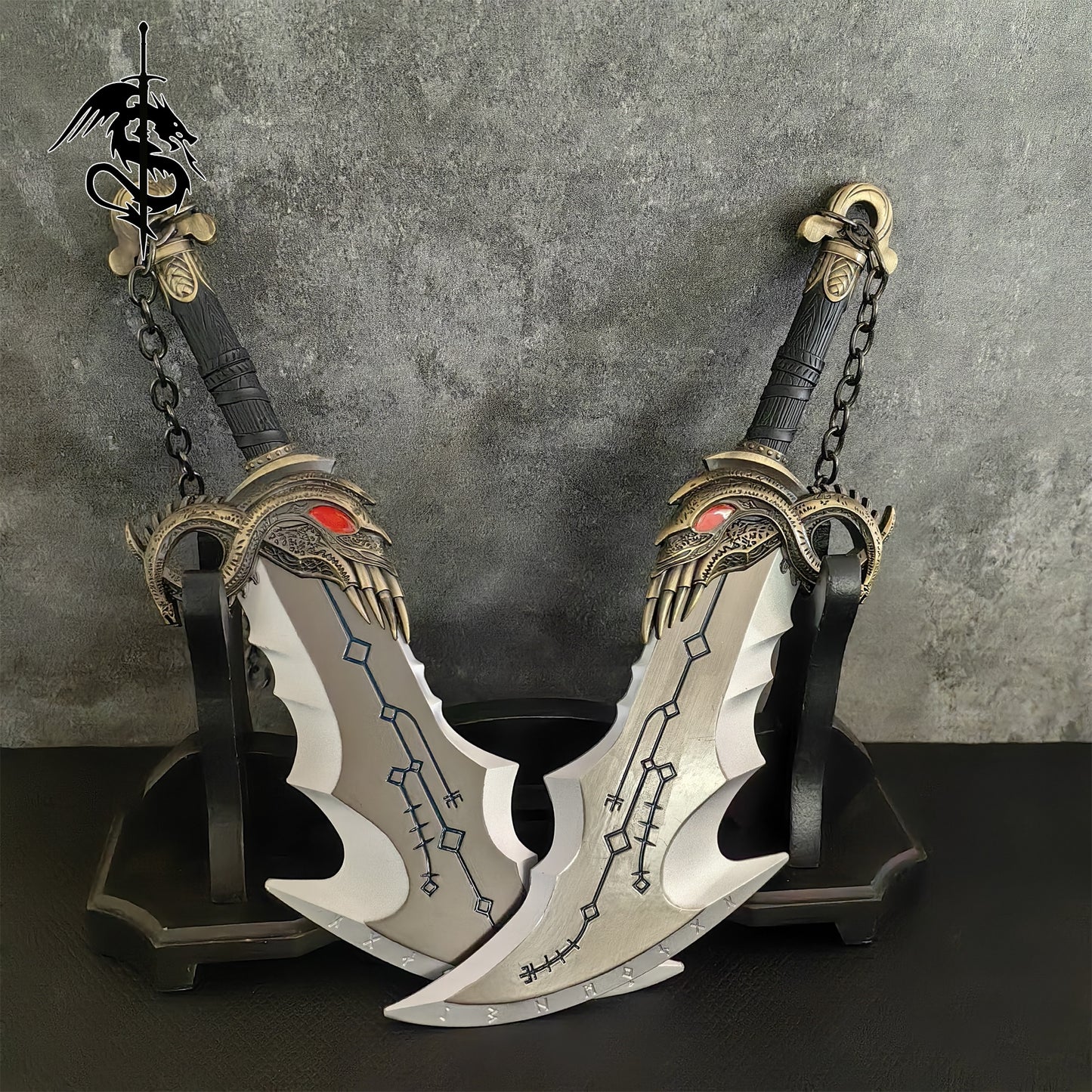 GOD Norse Kratos Blades Of Chaos Metal Replica Luminous Version 25CM/9.8"