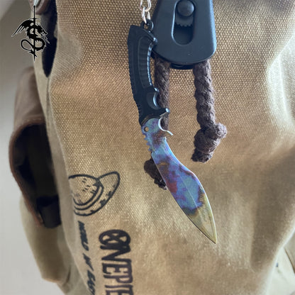 Case Hardened Skin Mini Kukri Knife Keychain