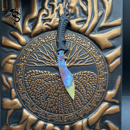 Case Hardened Skin Mini Kukri Knife Keychain