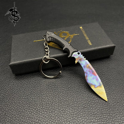 Case Hardened Skin Mini Kukri Knife Keychain