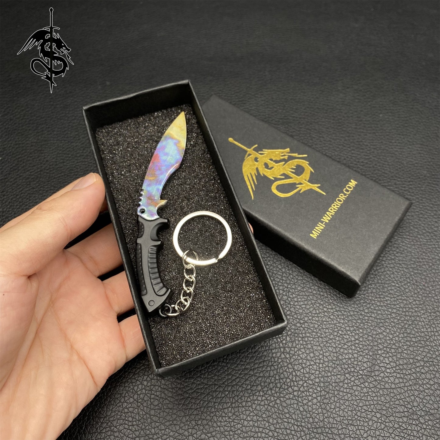 Case Hardened Skin Mini Kukri Knife Keychain