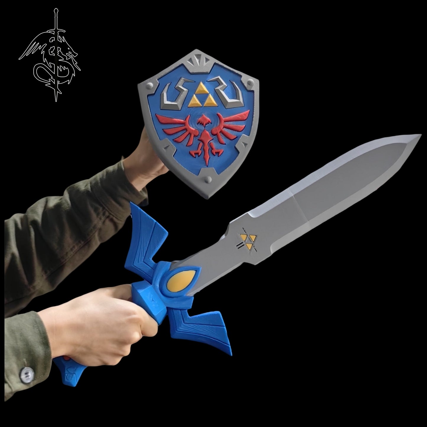 3D-Printed Link Master Sword & Hylian Shield Resin Replica