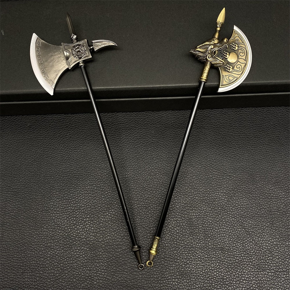 Ancient Long Handle Axe Metal Miniature