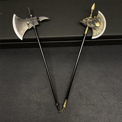 Ancient Long Handle Axe Metal Miniature