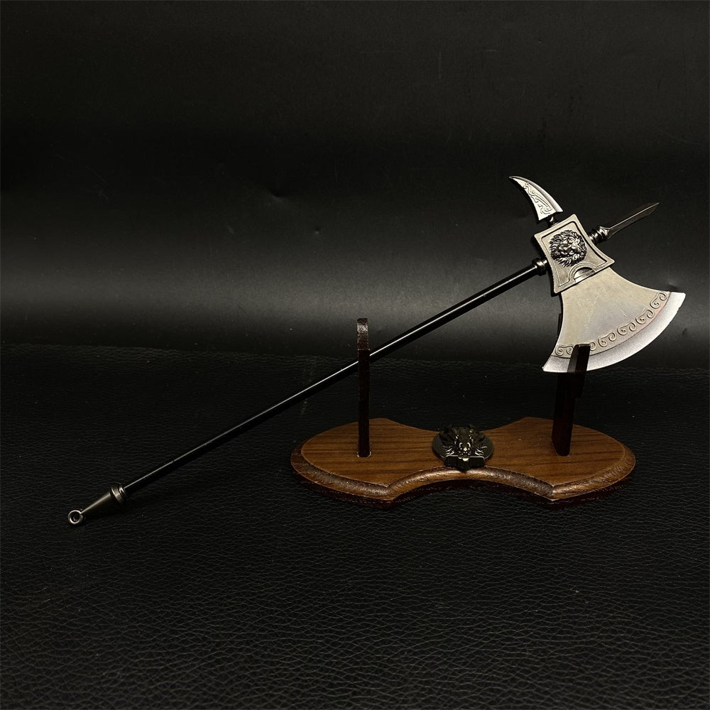 Ancient Long Handle Axe Metal Miniature