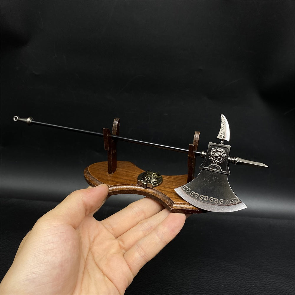 Ancient Long Handle Axe Metal Miniature