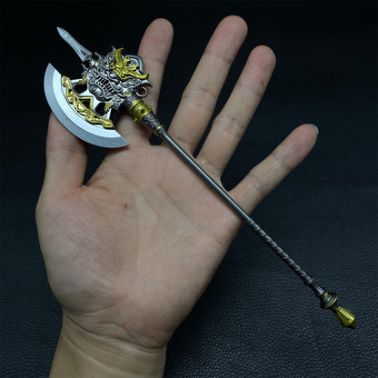 Chinese Ancient Long Handle Axe Spear Metal Miniature 4 in 1 Pack