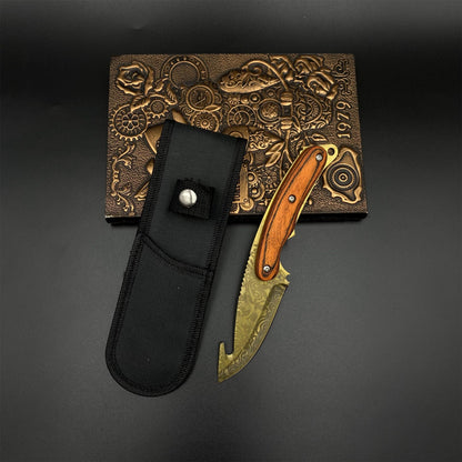 Gold Damascus 420 Steel Karambit Knife CS Lore Skin Gut Knife For Collection