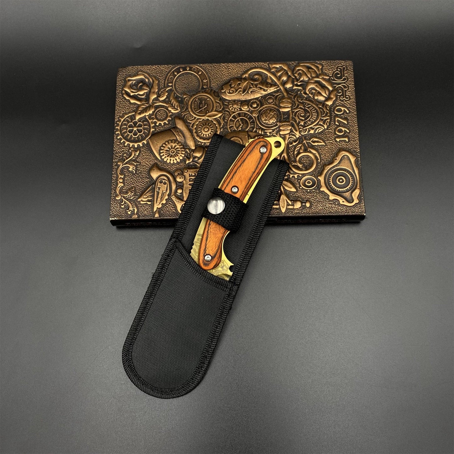 Gold Damascus 420 Steel Karambit Knife CS Lore Skin Gut Knife For Collection