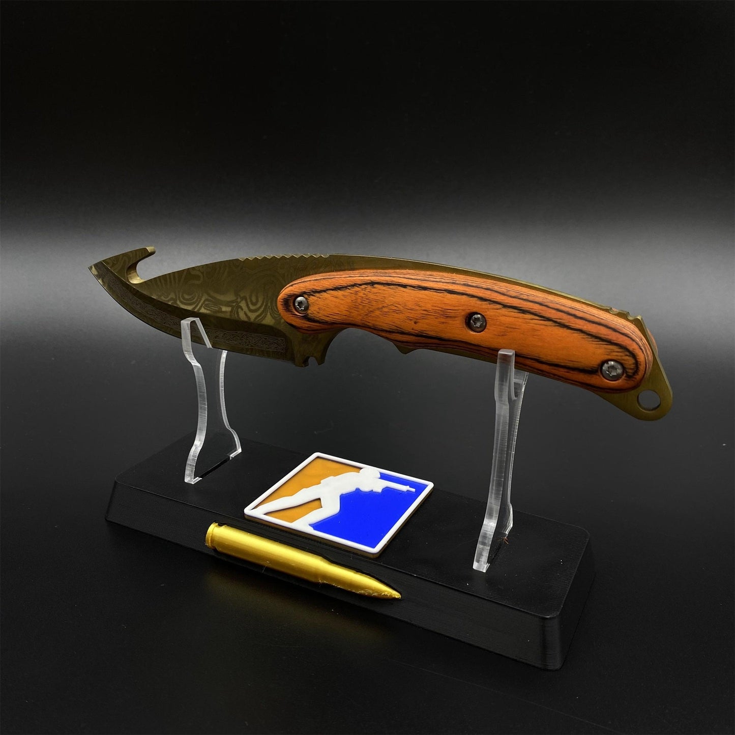 Gold Damascus 420 Steel Karambit Knife CS Lore Skin Gut Knife For Collection
