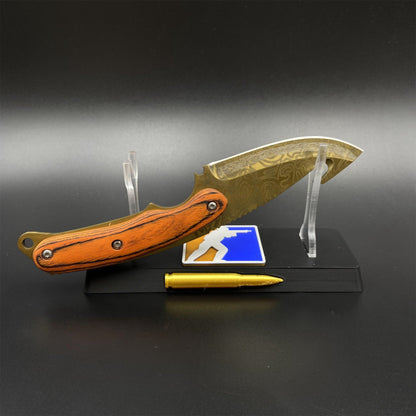 Gold Damascus 420 Steel Karambit Knife CS Lore Skin Gut Knife For Collection