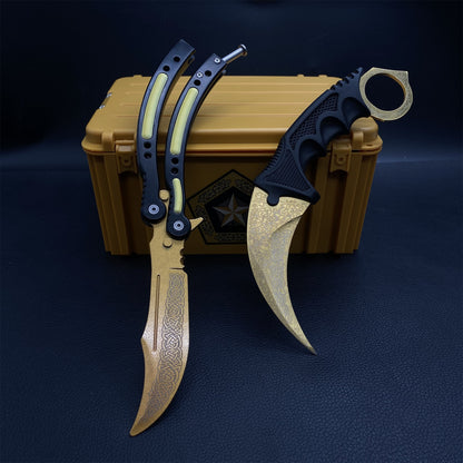 Lore Skin Karambit Trainer & Balisong Knife With Gift Case