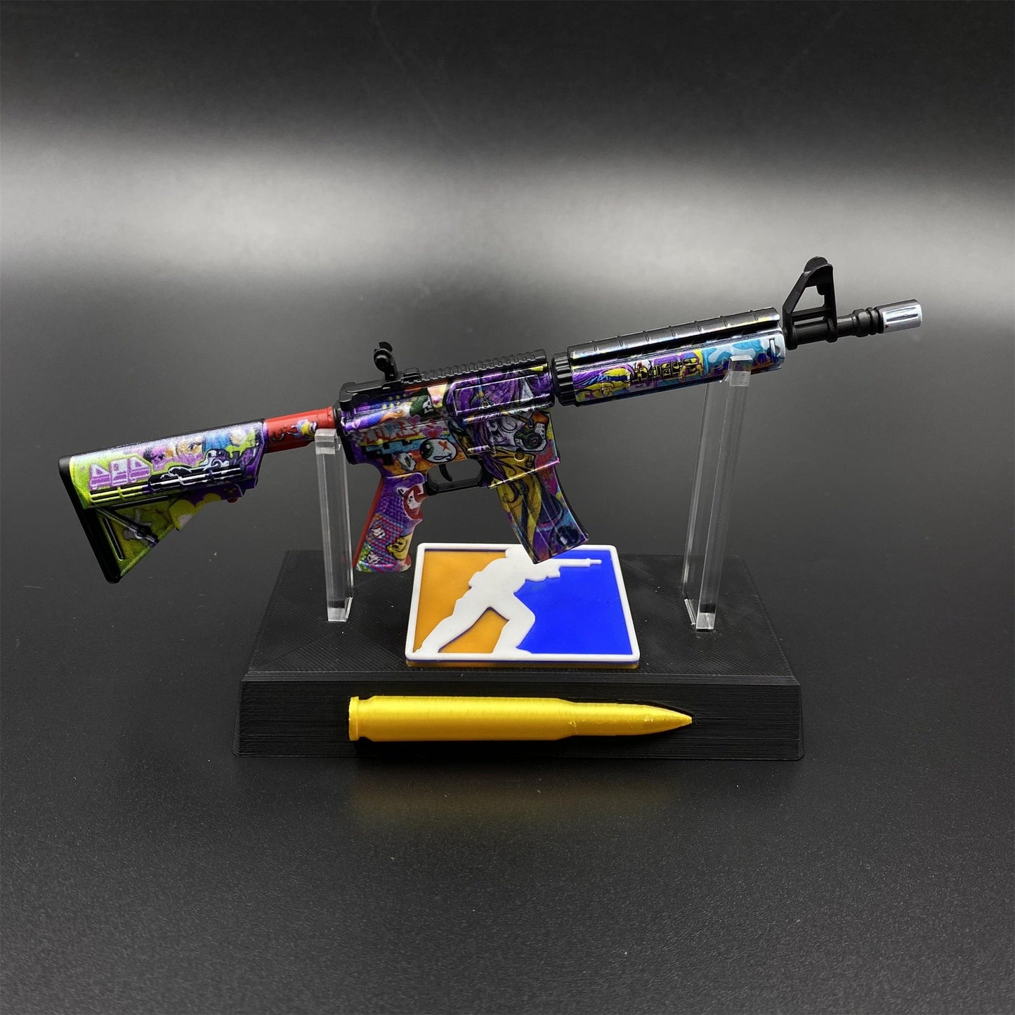 CS2 Game Peripheral - Metal Tiny M4A4 In Living Color Gun Replica Game Prop Collectible