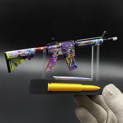 CS2 Game Peripheral - Metal Tiny M4A4 In Living Color Gun Replica Game Prop Collectible