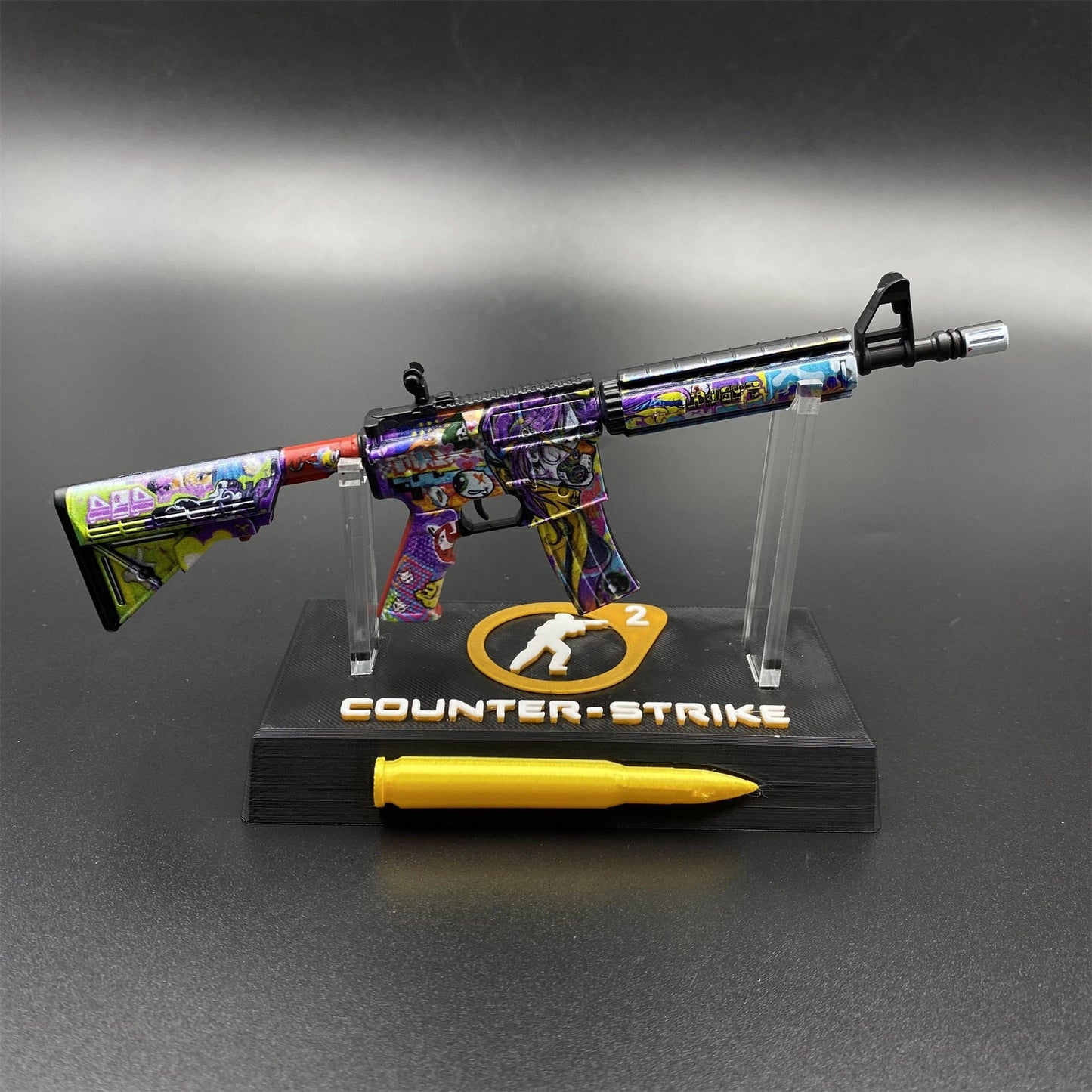 CS2 Game Peripheral - Metal Tiny M4A4 In Living Color Gun Replica Game Prop Collectible