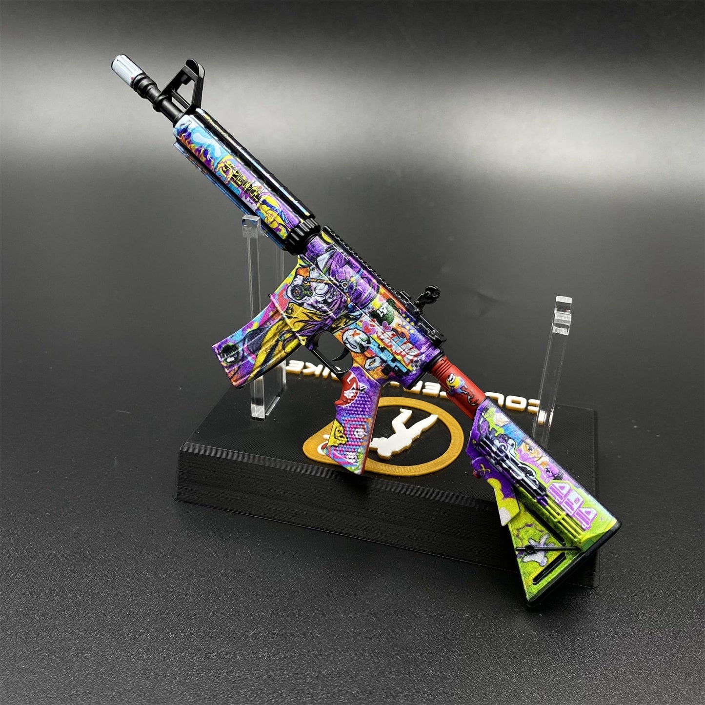CS2 Game Peripheral - Metal Tiny M4A4 In Living Color Gun Replica Game Prop Collectible