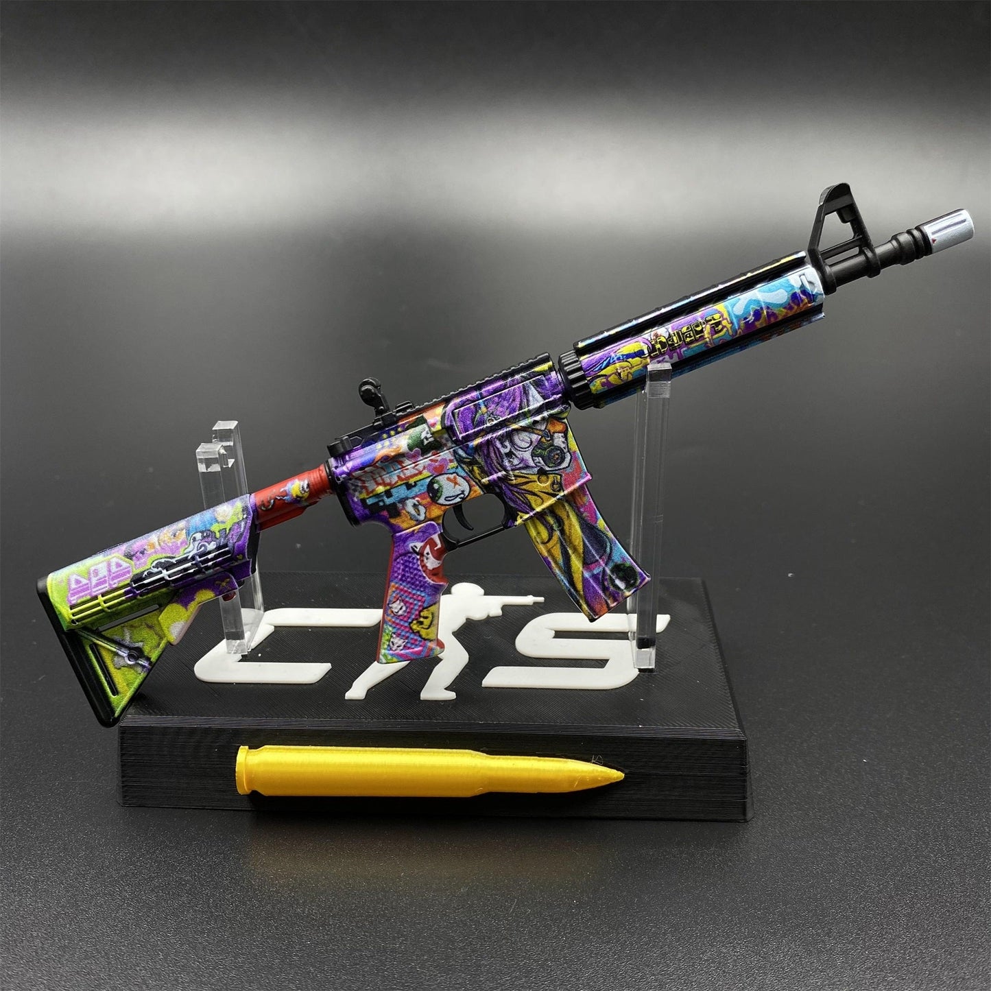 CS2 Game Peripheral - Metal Tiny M4A4 In Living Color Gun Replica Game Prop Collectible