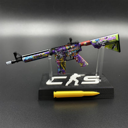 CS2 Game Peripheral - Metal Tiny M4A4 In Living Color Gun Replica Game Prop Collectible