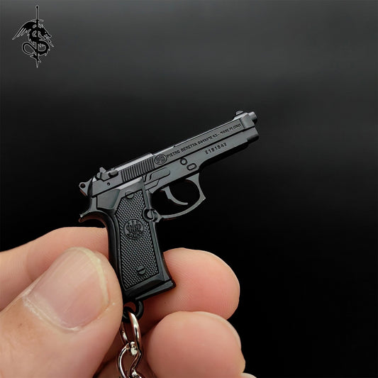 Metal Mini M92F Gun Keychain Beretta 92 Model Pendant
