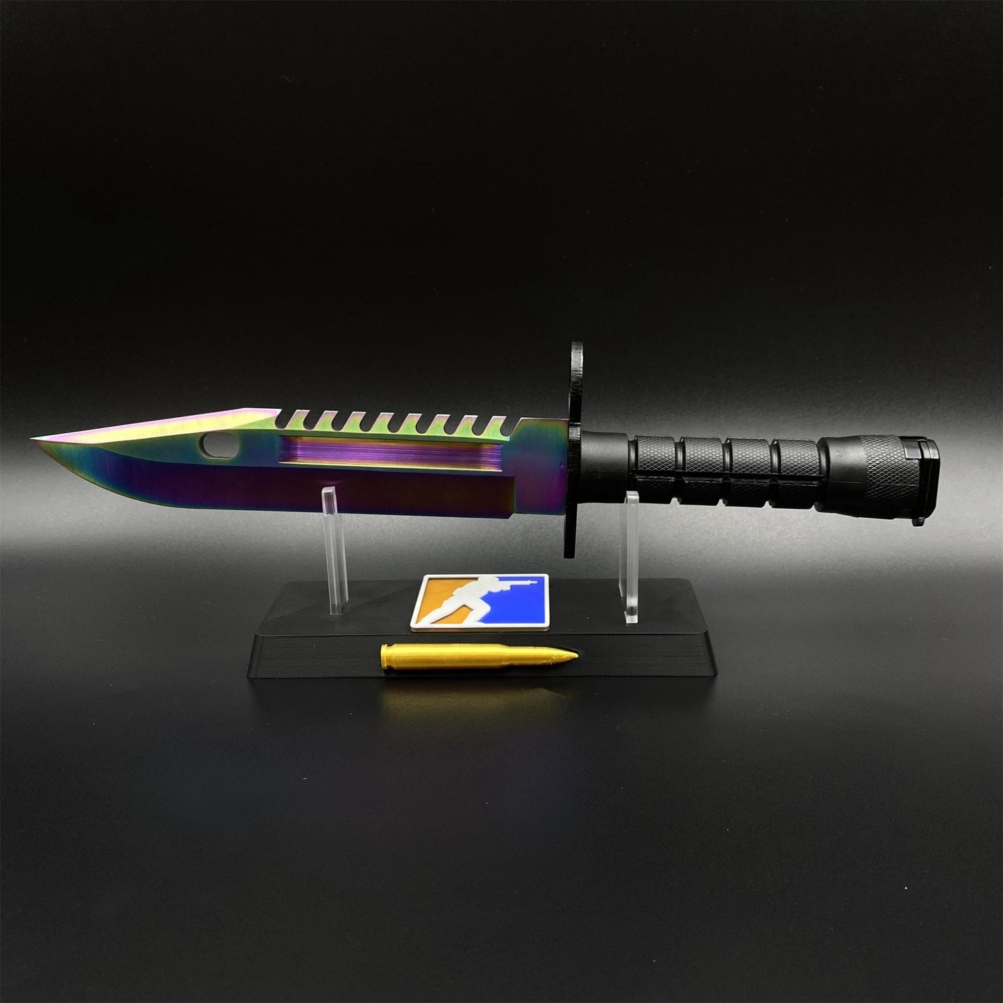 420 Steel Dull Blade Replica Life-Size CS2 Rainbow Titanium Fade M9 Bayonet For Collection