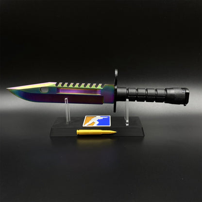 420 Steel Dull Blade Replica Life-Size CS2 Rainbow Titanium Fade M9 Bayonet For Collection