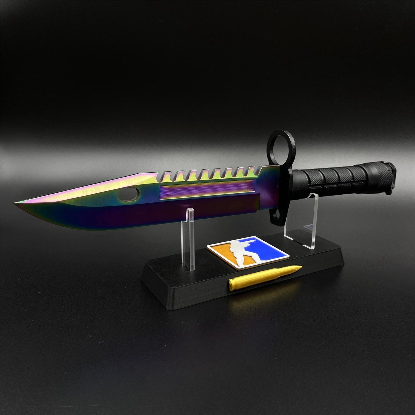 420 Steel Dull Blade Replica Life-Size CS2 Rainbow Titanium Fade M9 Bayonet For Collection