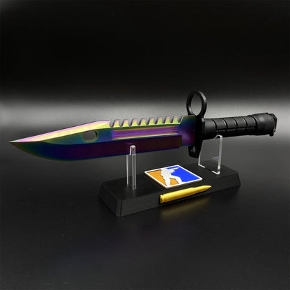420 Steel Dull Blade Replica Life-Size CS2 Rainbow Titanium Fade M9 Bayonet For Collection