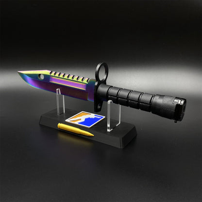 420 Steel Dull Blade Replica Life-Size CS2 Rainbow Titanium Fade M9 Bayonet For Collection