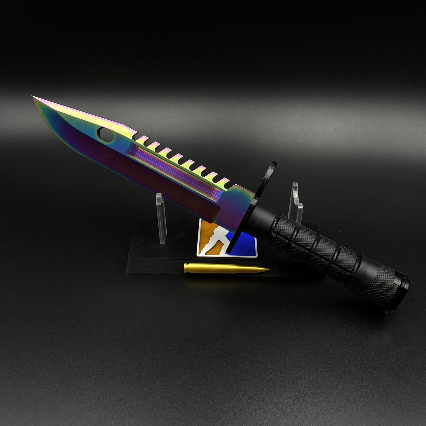 420 Steel Dull Blade Replica Life-Size CS2 Rainbow Titanium Fade M9 Bayonet For Collection