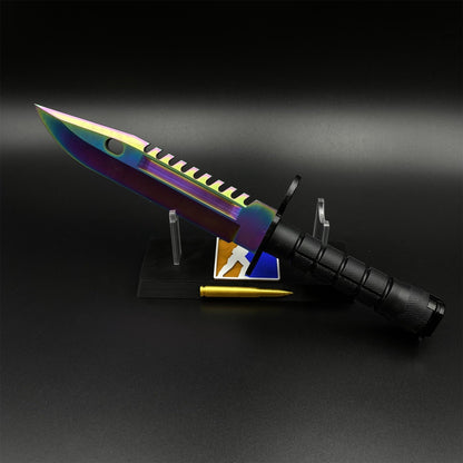 420 Steel Dull Blade Replica Life-Size CS2 Rainbow Titanium Fade M9 Bayonet For Collection