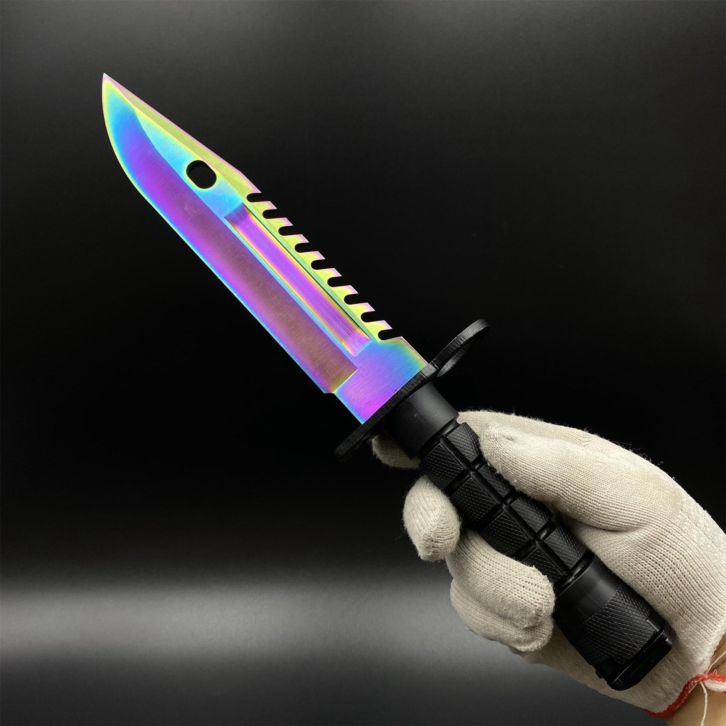 420 Steel Dull Blade Replica Life-Size CS2 Rainbow Titanium Fade M9 Bayonet For Collection