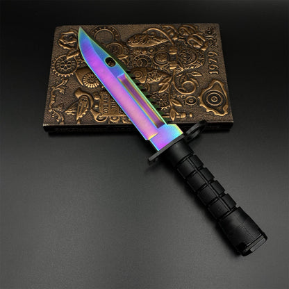 420 Steel Dull Blade Replica Life-Size CS2 Rainbow Titanium Fade M9 Bayonet For Collection