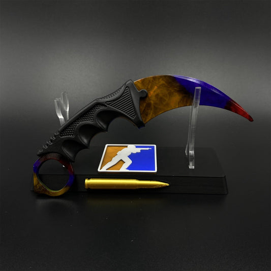 CS2 Game Karambit Marble Fade Skin Replica Dull Blade Trainer Knife For Collection