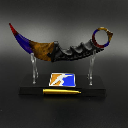 CS2 Game Karambit Marble Fade Skin Replica Dull Blade Trainer Knife For Collection