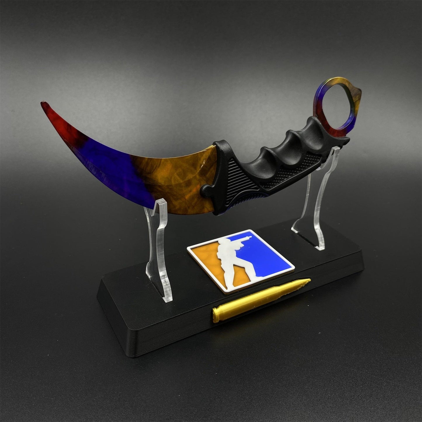 CS2 Game Karambit Marble Fade Skin Replica Dull Blade Trainer Knife For Collection