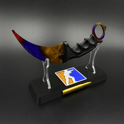 CS2 Game Karambit Marble Fade Skin Replica Dull Blade Trainer Knife For Collection