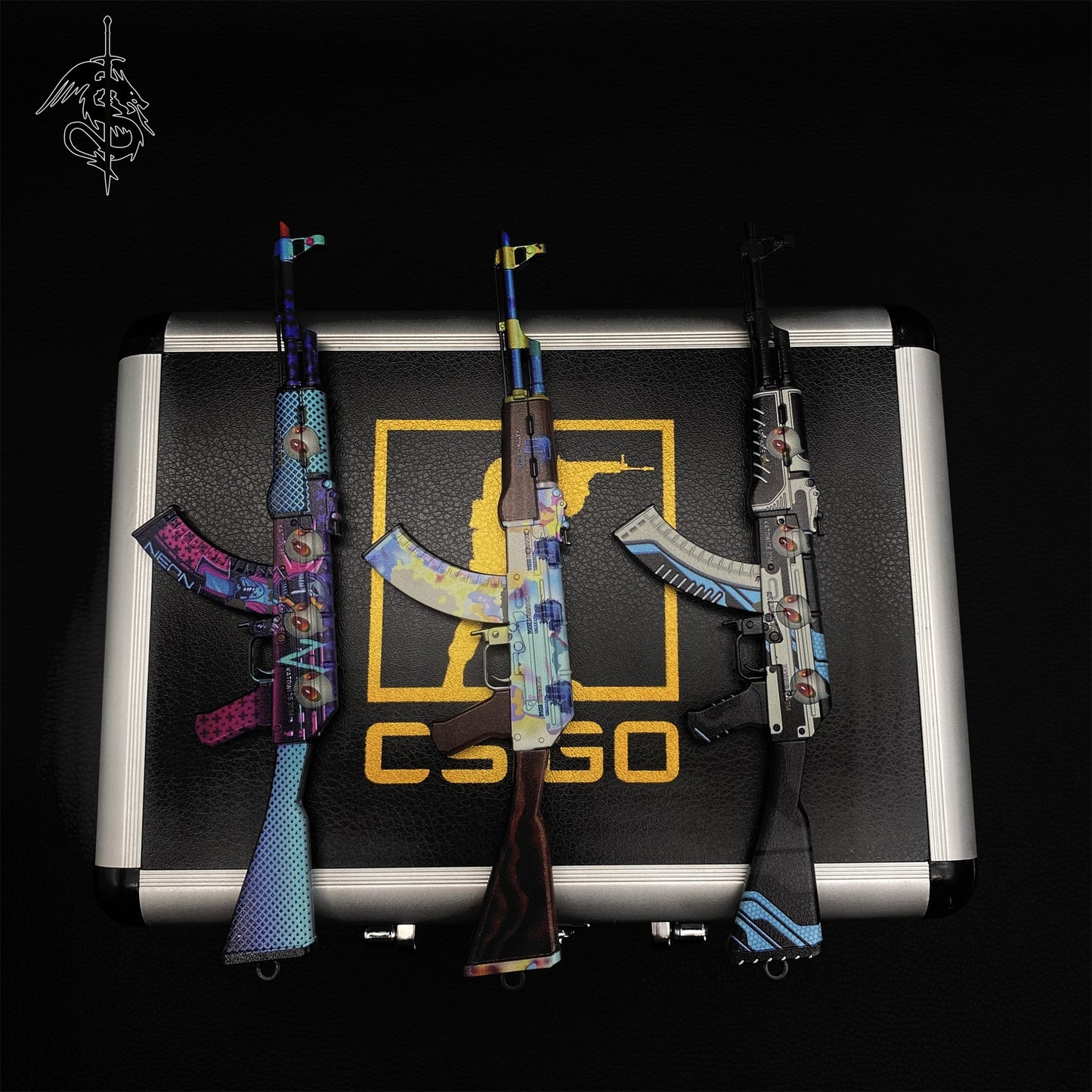 Marble Fade Skin Balisong & Stickers & 4 Keychains &Random 1 AK With Gift Case