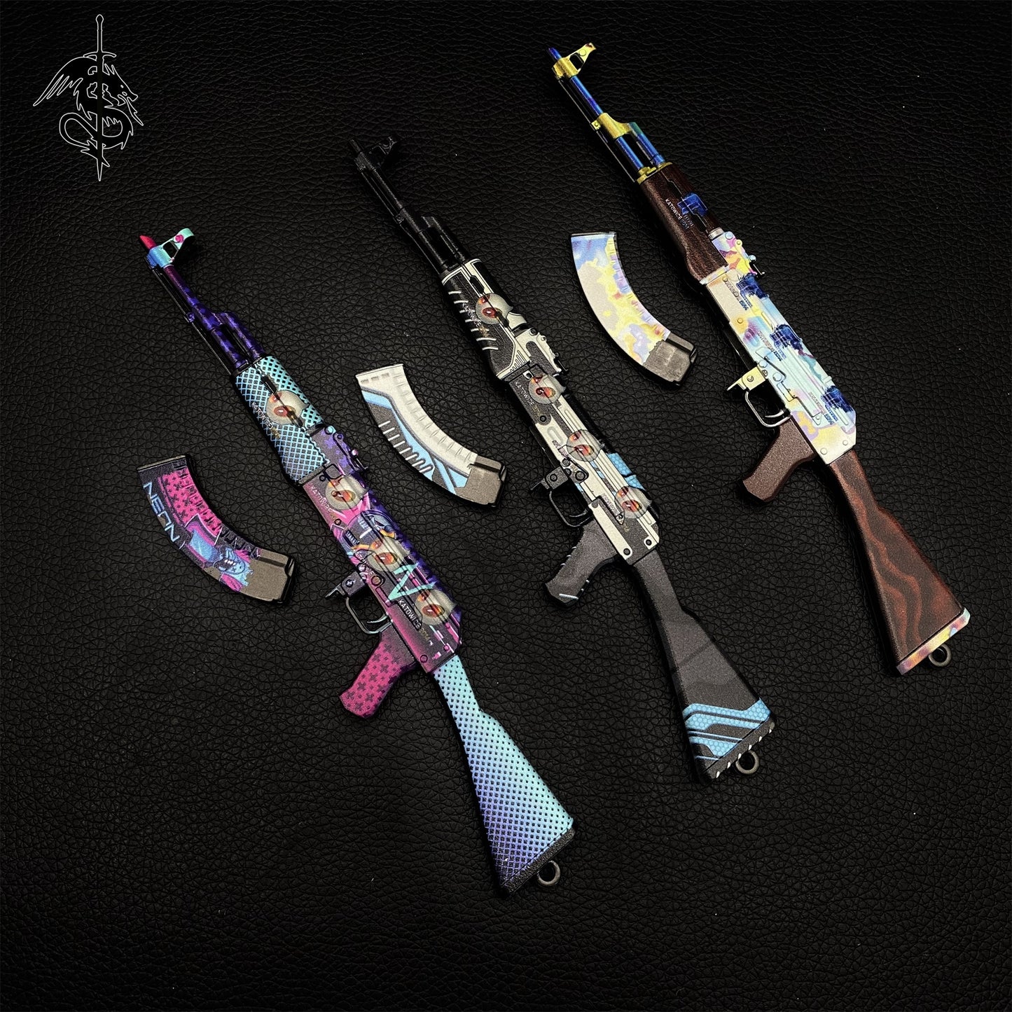 Marble Fade Skin Flip Knife & Stickers & 4 Keychains &Random 1 AK With Gift Case