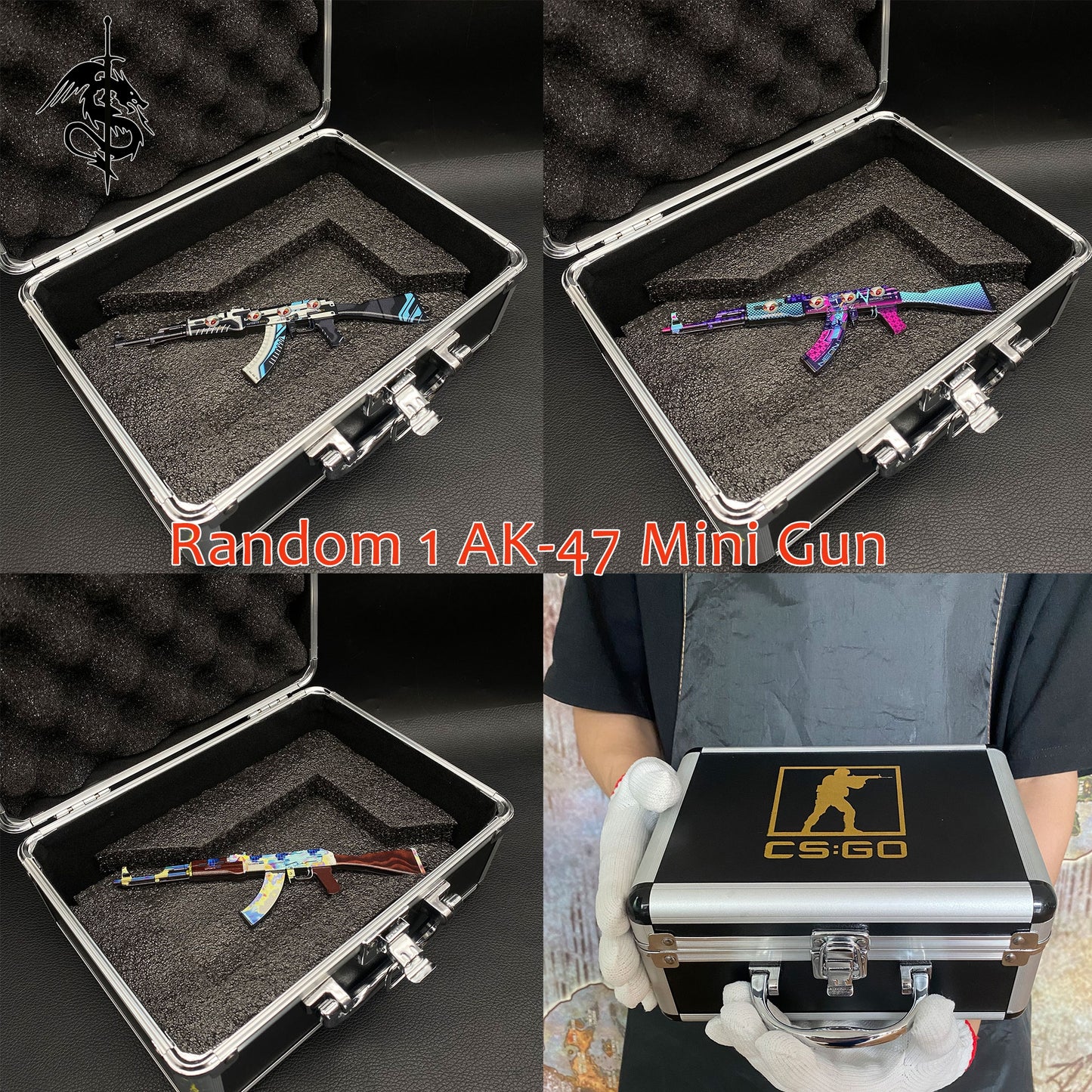 Marble Fade Skin Flip Knife & Stickers & 4 Keychains &Random 1 AK With Gift Case