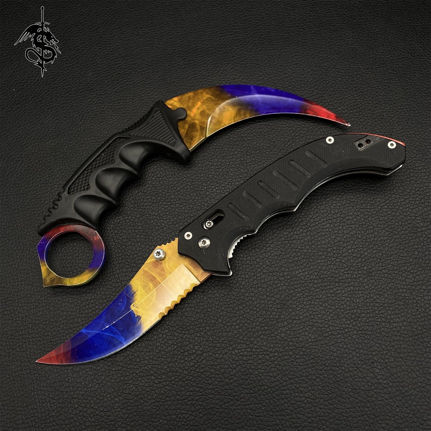 Marble Fade Skin Flip Knife & Stickers & 4 Keychains &Random 1 AK With Gift Case