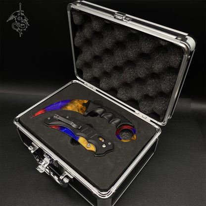 Marble Fade Skin Flip Knife & Stickers & 4 Keychains &Random 1 AK With Gift Case
