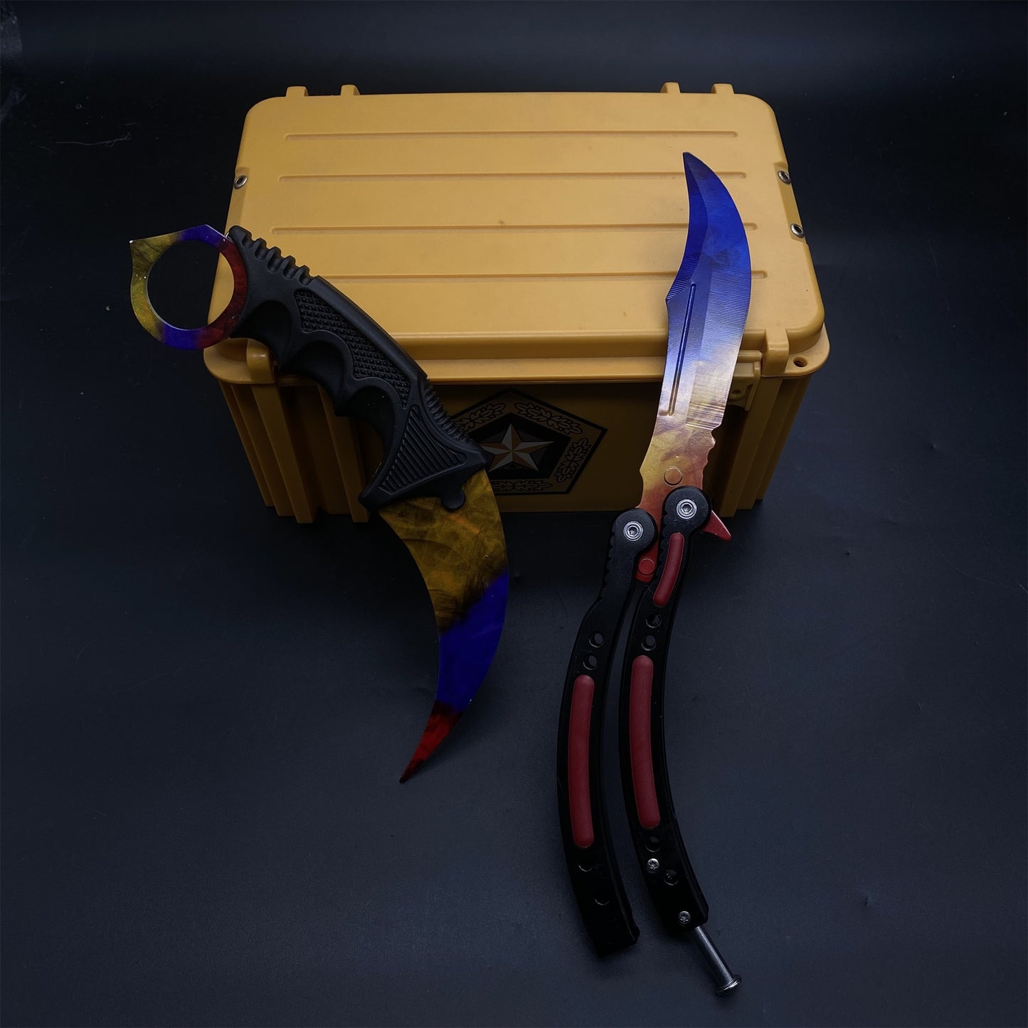 Marble Fade Skin Karambit Trainer & Balisong Knife Gift Case
