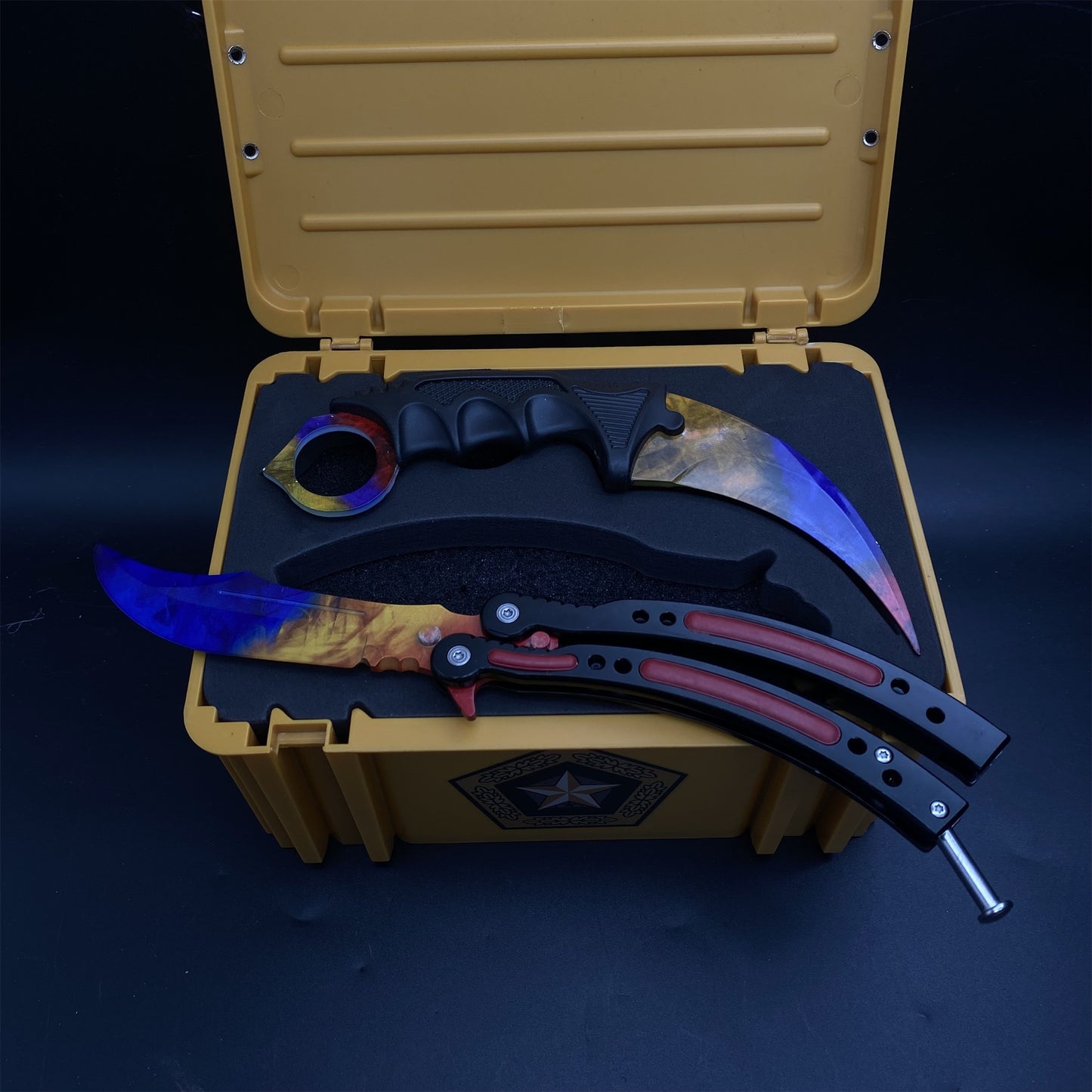Marble Fade Skin Karambit Trainer & Balisong Knife Gift Case